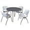 Kee Kee Round Table & Chair Set, Wood, Metal, Plastic Top, Grey TB48RNDGYBPCM47GY - alternate 1